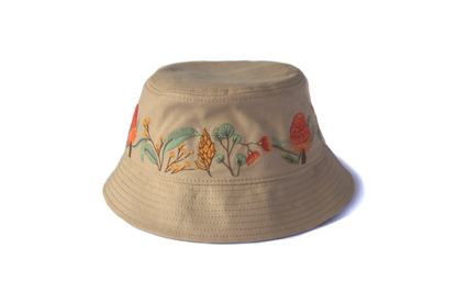 Australian natives bucket hat on white background