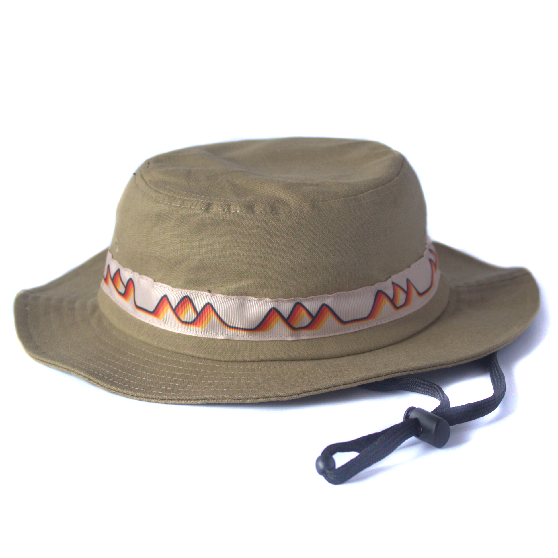 Hemp Wide Brim hat in Olive on white background